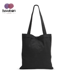 Handmade Black Cotton Duck Fabric Tote Bag with Leaf Embroidery Shoulder Bag | Gold Leaf
