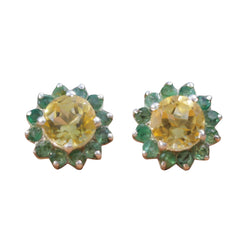 Surajmukhi – Citrine Floral Stud Earrings