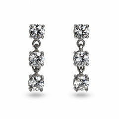 Aster- AD Zircon Silver Drop Earrings