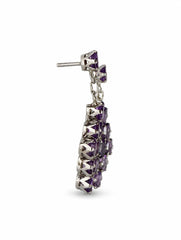 925 Sterling Silver 10 Amethyst Gemstone Diamond Shaped Drop Earrings