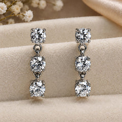 Aster- AD Zircon Silver Drop Earrings