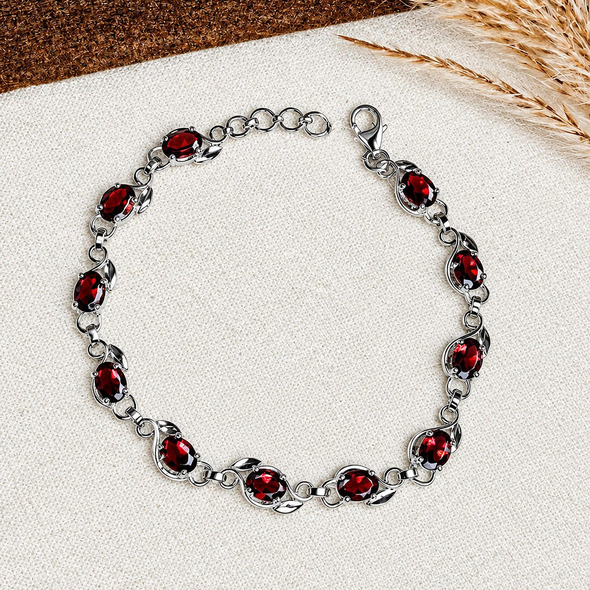 Manjari - Garnet Link Bracelet