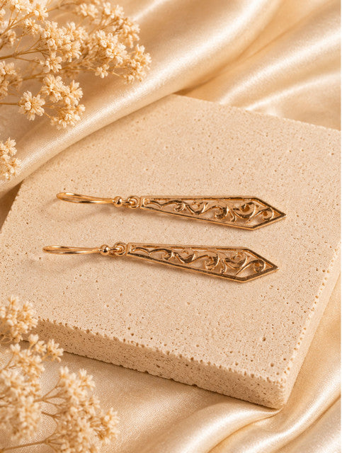 925 Sterling Silver Long Filigree Drop Earrings for Women, Pointed Floral Dangle Jewellery