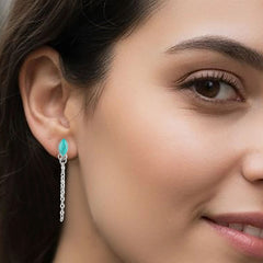 Panna Jaal – Turquoise Silver Earrings