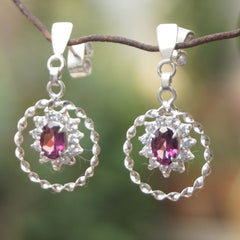Rakta Garnet Silver Earrings