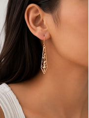 925 Sterling Silver Long Filigree Drop Earrings for Women, Pointed Floral Dangle Jewellery