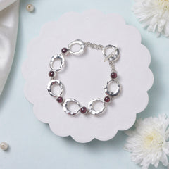 Aavart – Garnet Circular Link Bracelet