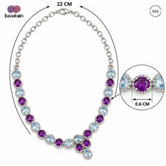 Aabheri – Blue Topaz Amethyst Necklace