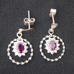Rakta Garnet Silver Earrings