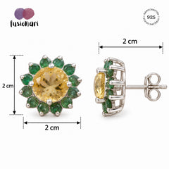 Surajmukhi – Citrine Floral Stud Earrings