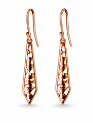 925 Sterling Silver Long Filigree Drop Earrings for Women, Pointed Floral Dangle Jewellery
