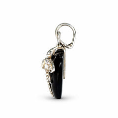 925 Silver Handmade Black Onyx & Quartz Oval Pendant Dragonfly Design