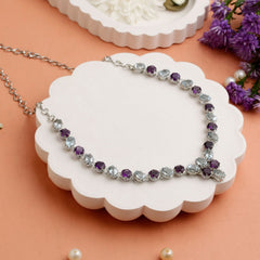 Aabheri – Blue Topaz Amethyst Necklace