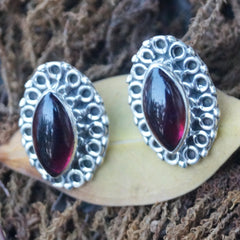 Tilaka Garnet Silver Eartops