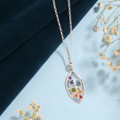 925 Sterling Silver Chakra Pendant with Chain for Women |  Necklace | Party Wear Jewellery | Designer Wedding Pendant Set | Elegant Gift for Her | Fashion Necklace Women