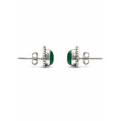 FUSIONARI 925 Sterling Silver Green Onyx Pear Teardrop Stud Earrings