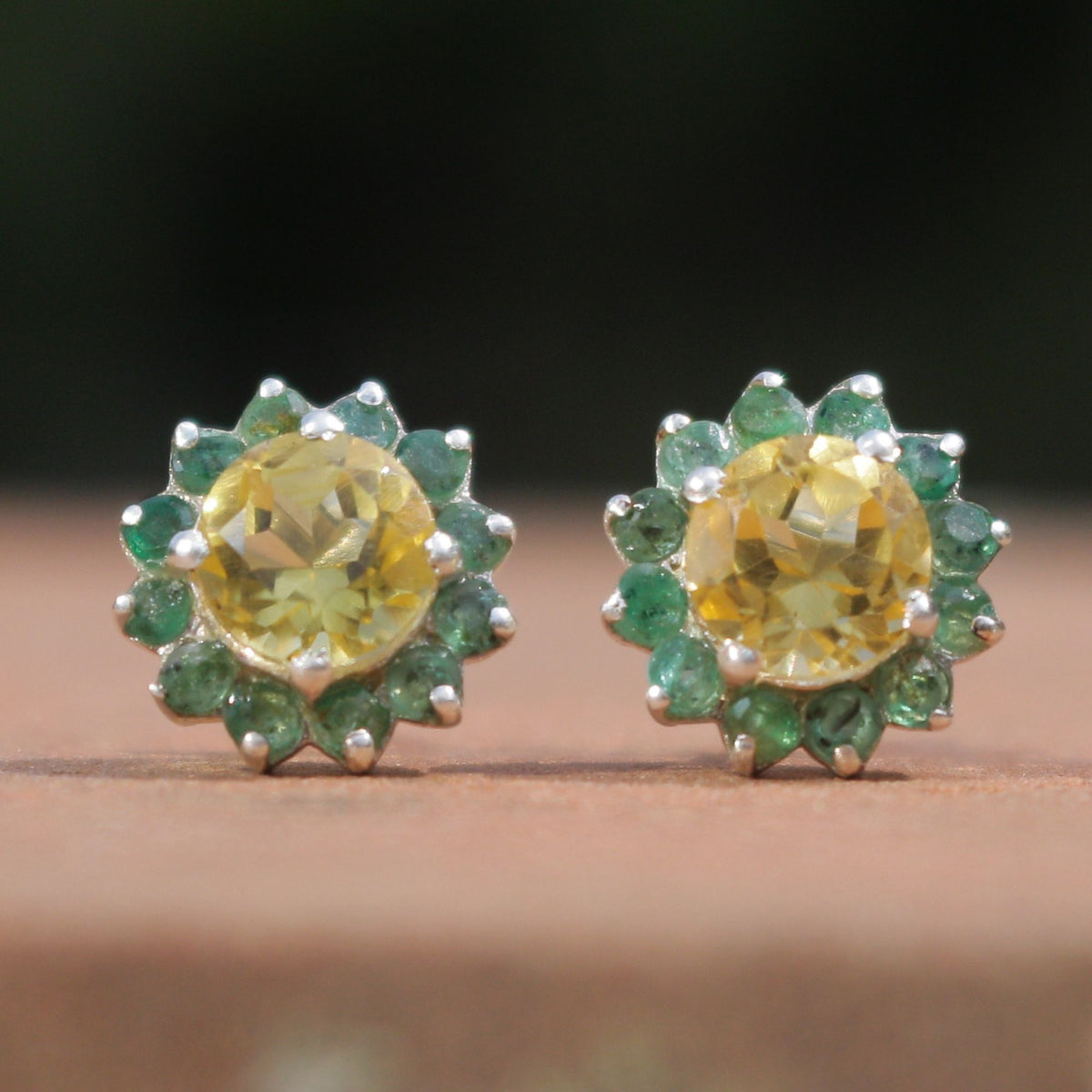 Surajmukhi – Citrine Floral Stud Earrings