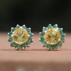 Surajmukhi – Citrine Floral Stud Earrings