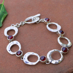 Aavart – Garnet Circular Link Bracelet