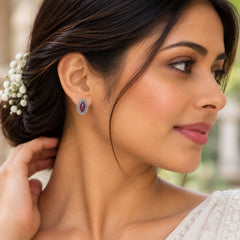 Tilaka Garnet Silver Eartops
