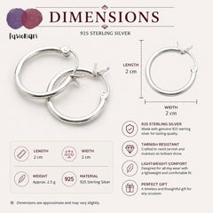925 Sterling Silver Hoop Earrings for Women & Girls | Classic Round Lightweight Silver Hoops