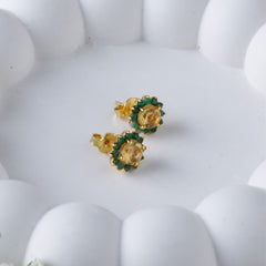 Surajmukhi – Citrine Gold-Plated Stud Earrings