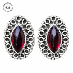 Tilaka Garnet Silver Eartops