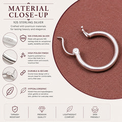 925 Sterling Silver Hoop Earrings for Women & Girls | Classic Round Lightweight Silver Hoops