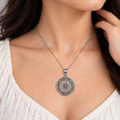 925 Silver Handmade Round Celtic Knot Geometric Design Pendant