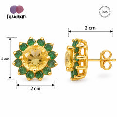 Surajmukhi – Citrine Gold-Plated Stud Earrings
