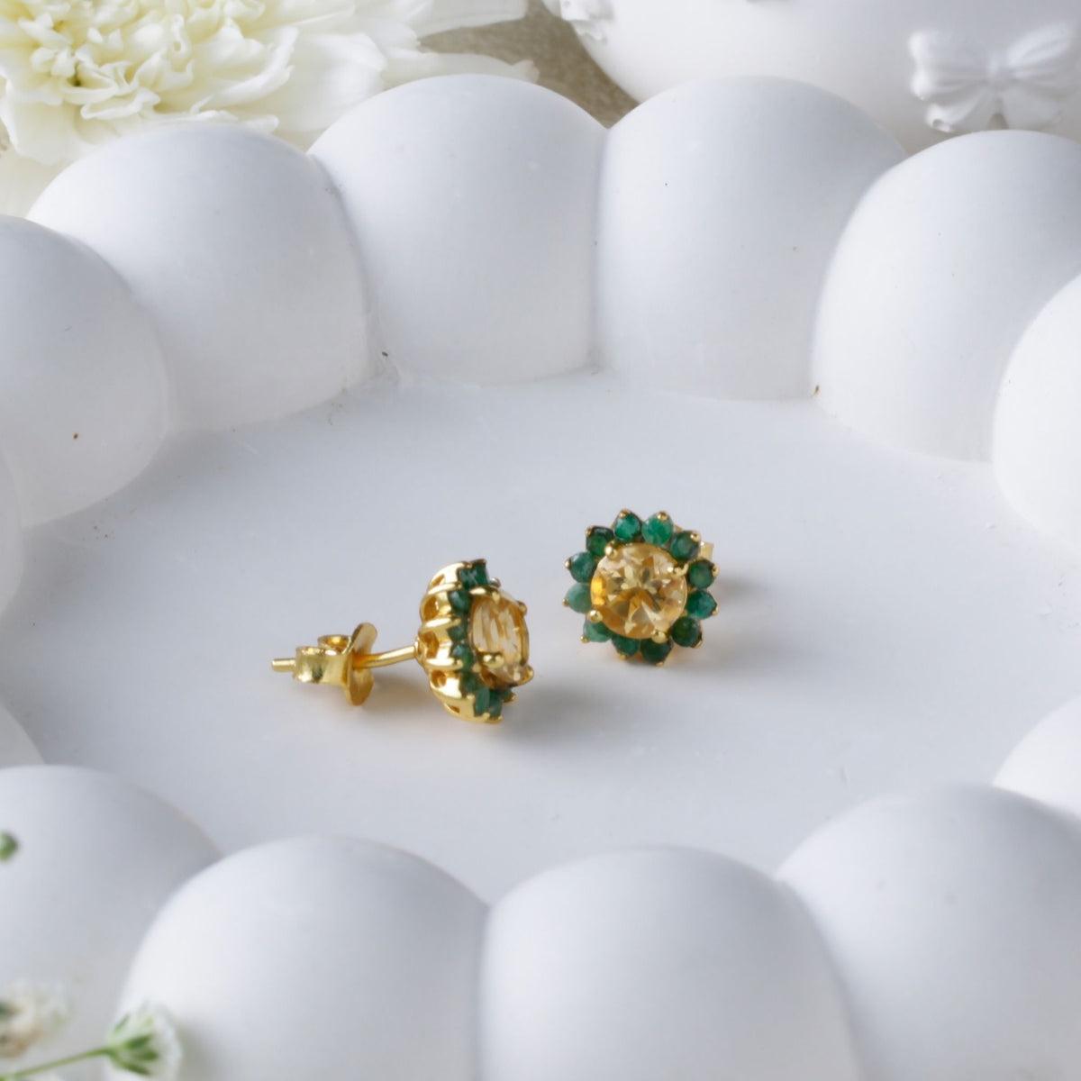 Surajmukhi – Citrine Gold-Plated Stud Earrings
