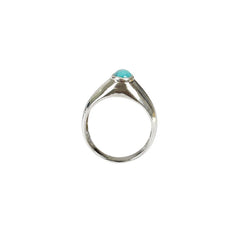 925 Silver Ring Turquoise Oval Gemstone Cabochon Bezel Setting