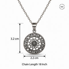 925 Silver Handmade Round Celtic Knot Geometric Design Pendant