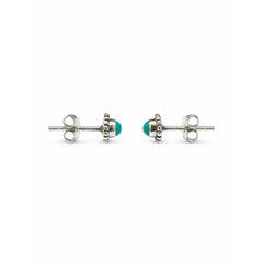 FUSIONARI 925 Sterling Silver Turquoise Gemstone Round Stud Earrings