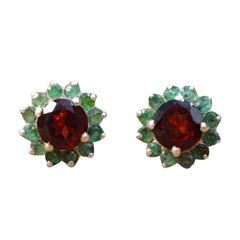 Surajmukhi – Garnet Floral Stud Earrings