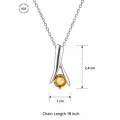 925 Sterling Silver Citrine Gemstone Leaf Style Pendant for Women