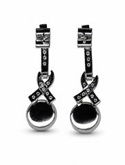 925 Sterling Silver Pearl & AD Zircon Drop Earrings for Women, Round Pearl Cross Design Jewellery