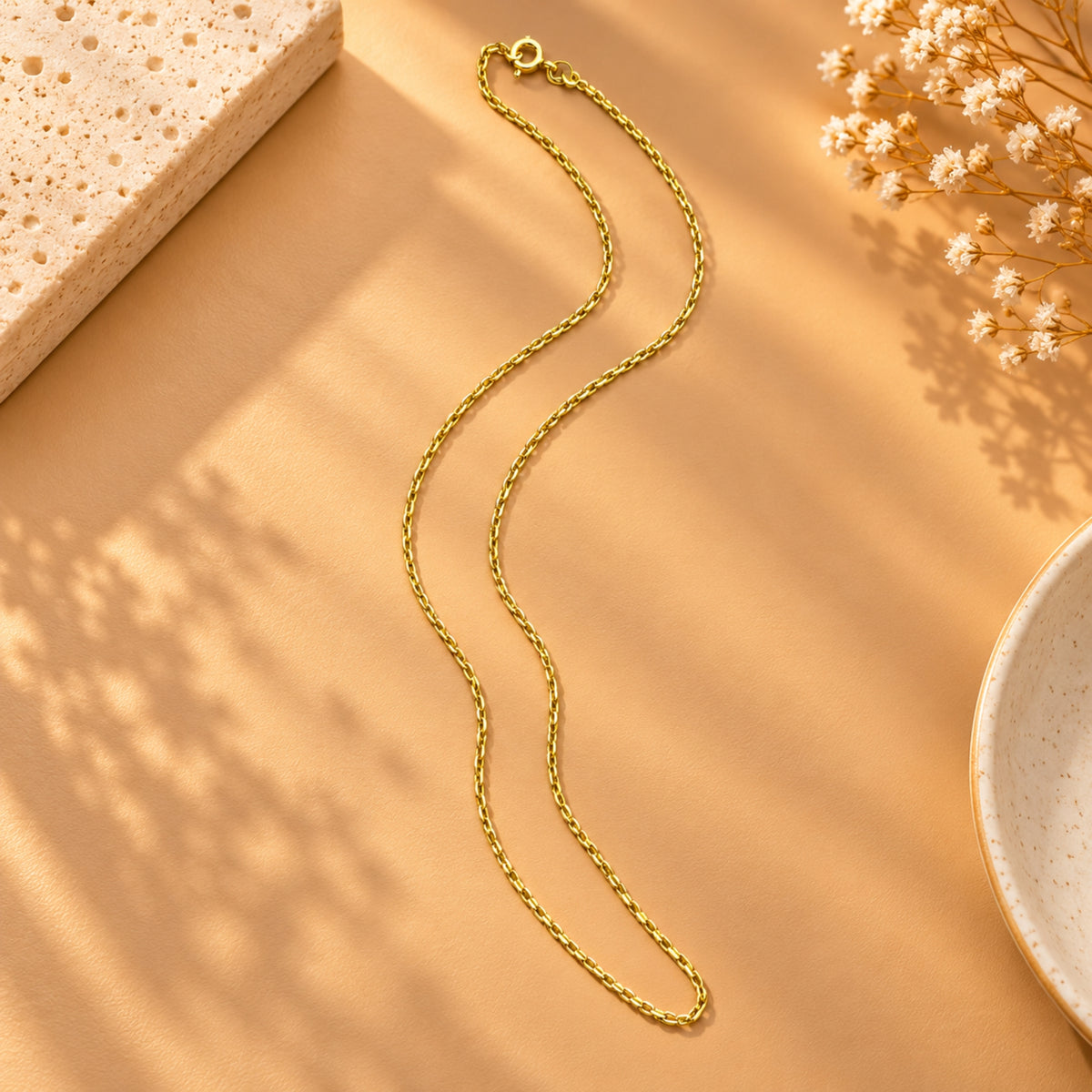 925 Sterling Silver Gold-Plated Chain with Spring Lock