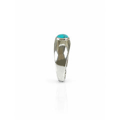 925 Silver Ring Turquoise Oval Gemstone Cabochon Bezel Setting