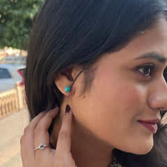 Gulnar – Turquoise Silver Stud Earrings