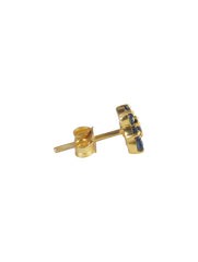 925 Sterling Silver Gold Plated Blue Sapphire Stud Earrings for Women | Gemstone Stud Eartop | Handmade Jewelry | Elegant Daily Wear Gift