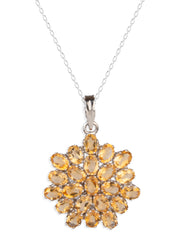 925 Sterling Silver Citrine Pendant Handmade Gemstone Necklace for Women Elegant Jewelry Gift