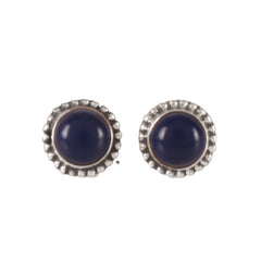 925 Sterling Silver Lapis Stud Earrings for Women | Deep Blue Handmade Eartops | Elegant Daily Jewelry