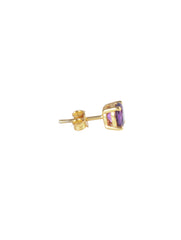 925 Sterling Silver Gold Plated  Amethyst Stud Earrings for Women | Gemstone Stud Eartop | Handmade Silver Jewelry | Elegant Daily Wear Gift
