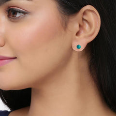 925 Silver Turquoise Gemstone Sterling Silver Eartops  Elegant Design