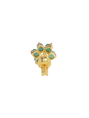 925 Sterling Silver Gold Plated Emerald Stud Earrings for Women | Gemstone Stud Eartop | Handmade Jewelry | Elegant Daily Wear Gift