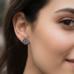 925 Sterling Silver Lapis Lazuli Earrings for Women | Authentic Silver Jewelry | Handcrafted Elegant Gift