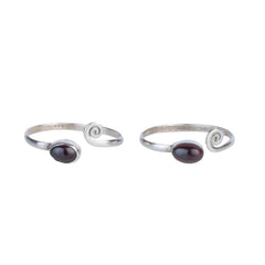 Fusionari 925 Sterling Silver Garnet Toe Ring for Women | Adjustable Red Gemstone Toe Ring | Minimal Jewelry