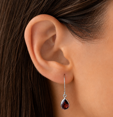 925 Sterling Silver Garnet Earrings for Women | Gemstone Earrings | Handmade Silver Jewelry | Elegant Daily Wear Gift