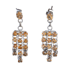 Fusionari 925 Sterling Silver Citrine Earrings for Women | Yellow Gemstone Jewelry | Elegant Minimal Style